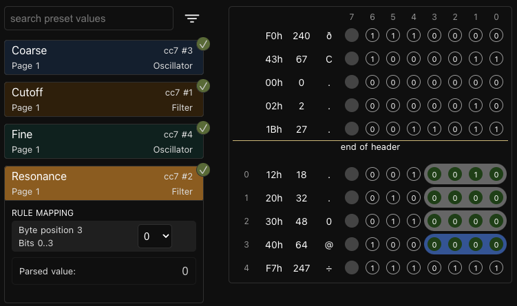 Patch Editor composed parameters
