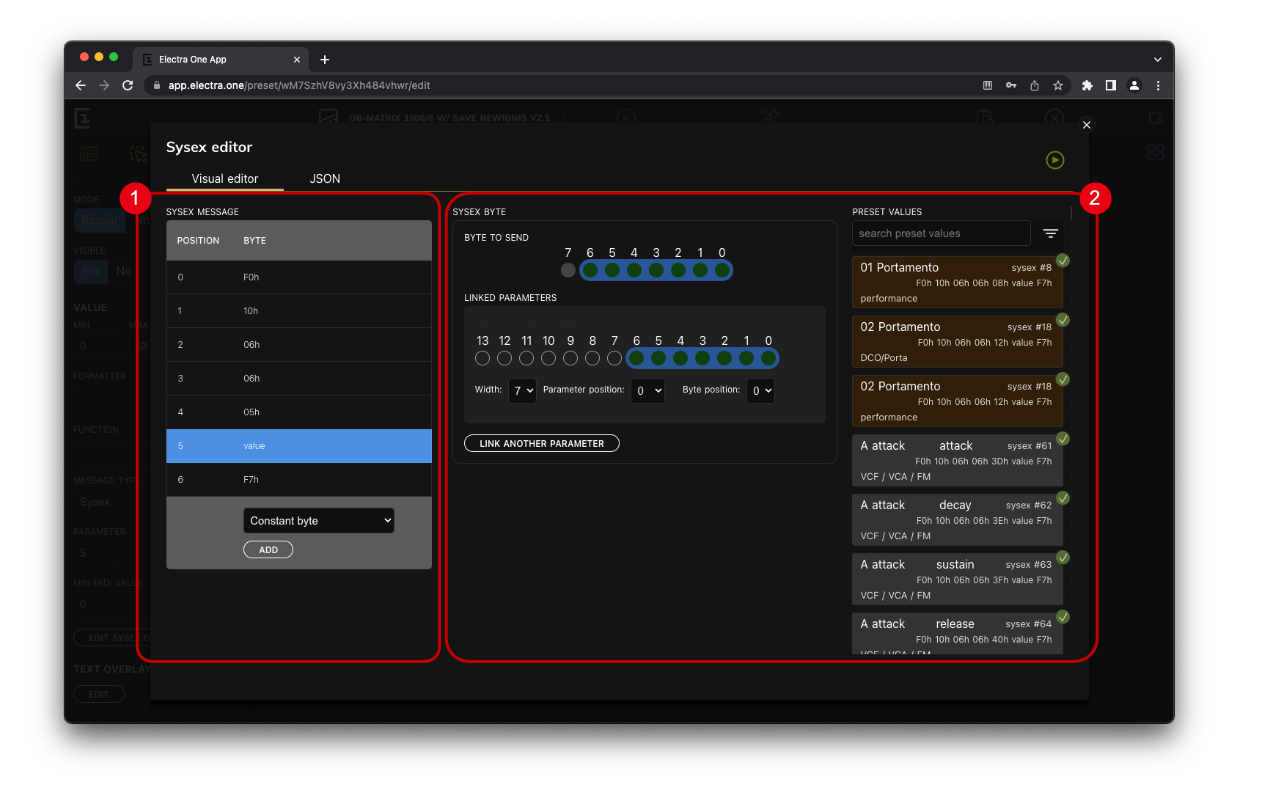Sysex Editor description