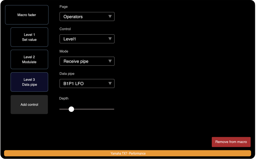 Edit macro control datapipe