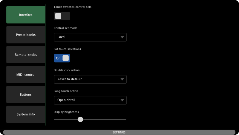 Settings overview