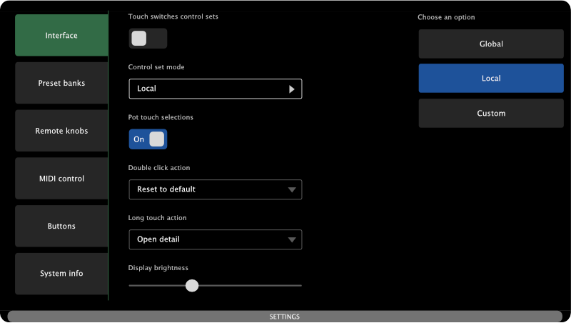 Settings overview
