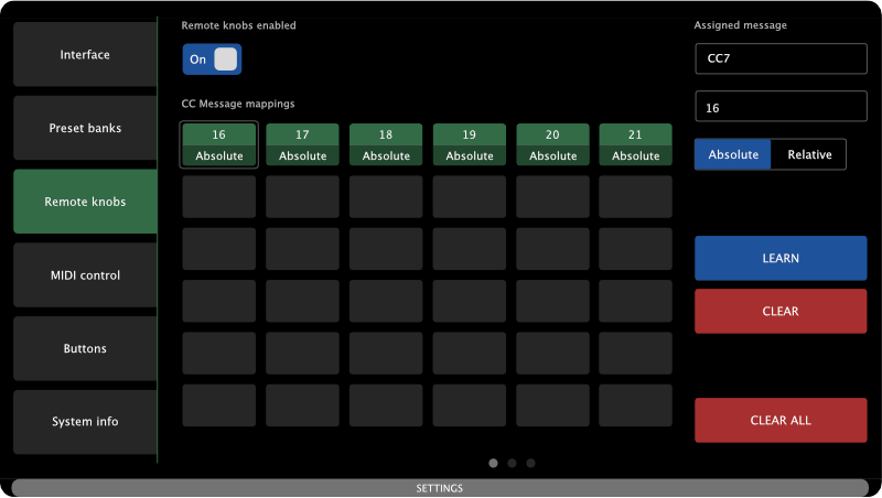 Settings overview